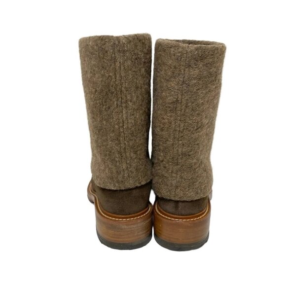 CHANEL - Dark Brown Brown Suede Wool Women's Boots 624-050925 - Picture 4 of 8